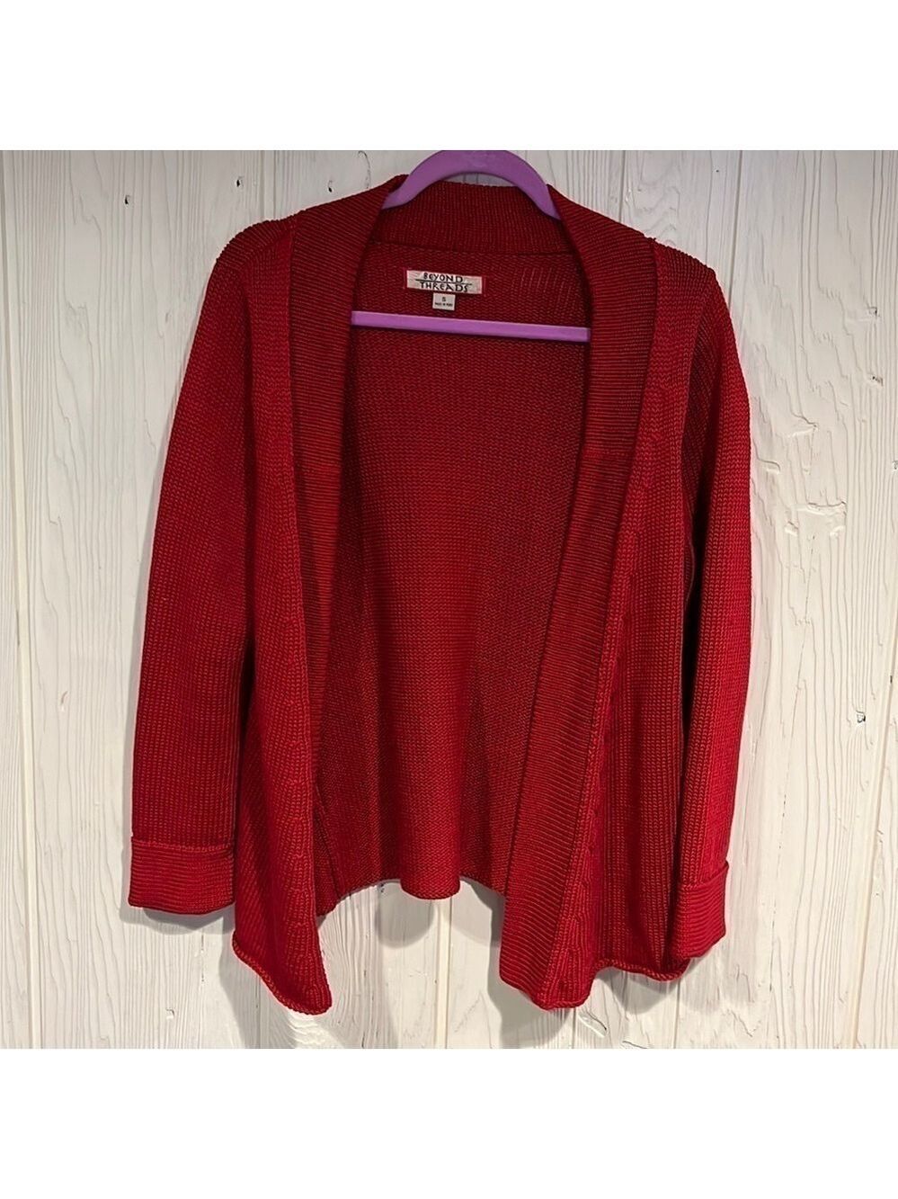 Beyond Threads Red Cotton Cardigan Sweater Small